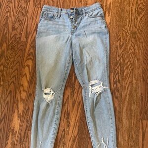 J. Crew High Rise Light Blue Distressed Jeans